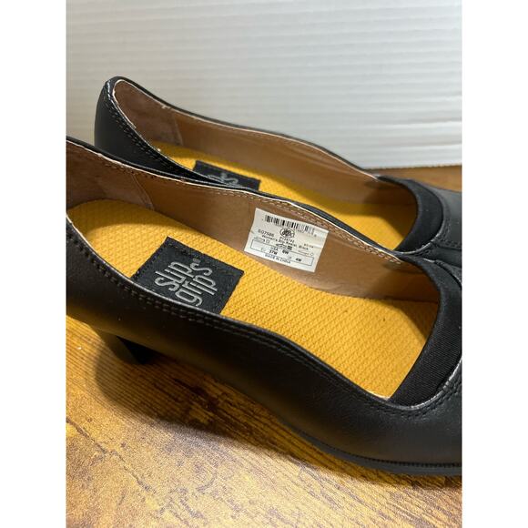 Slip Grips sz 6w women black chunky block heel pumps 1017 - Picture 2 of 9